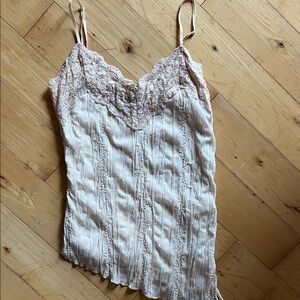Y2K Cream Lace Trim Camisole